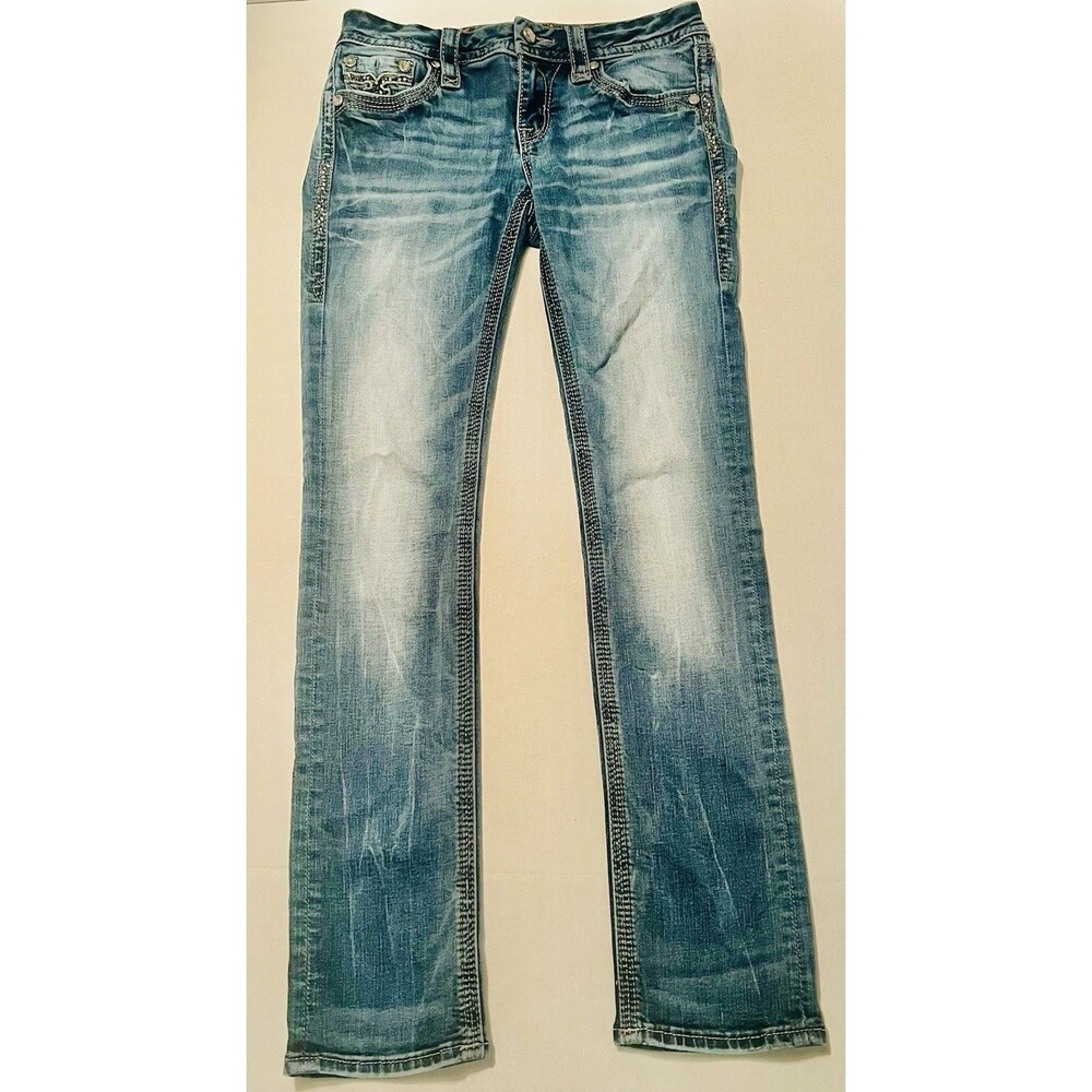 Rock Revival Women's Vivian Straight Leg Jeans Y2k E8377J45A Studs Size 27